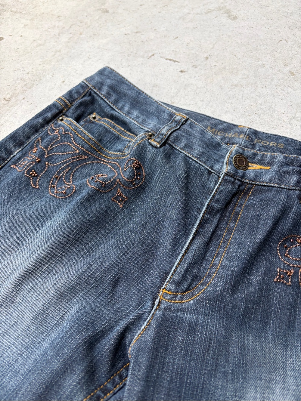 Vintage MICHEAL KORS, low rise bootcut jeans with embroidered details